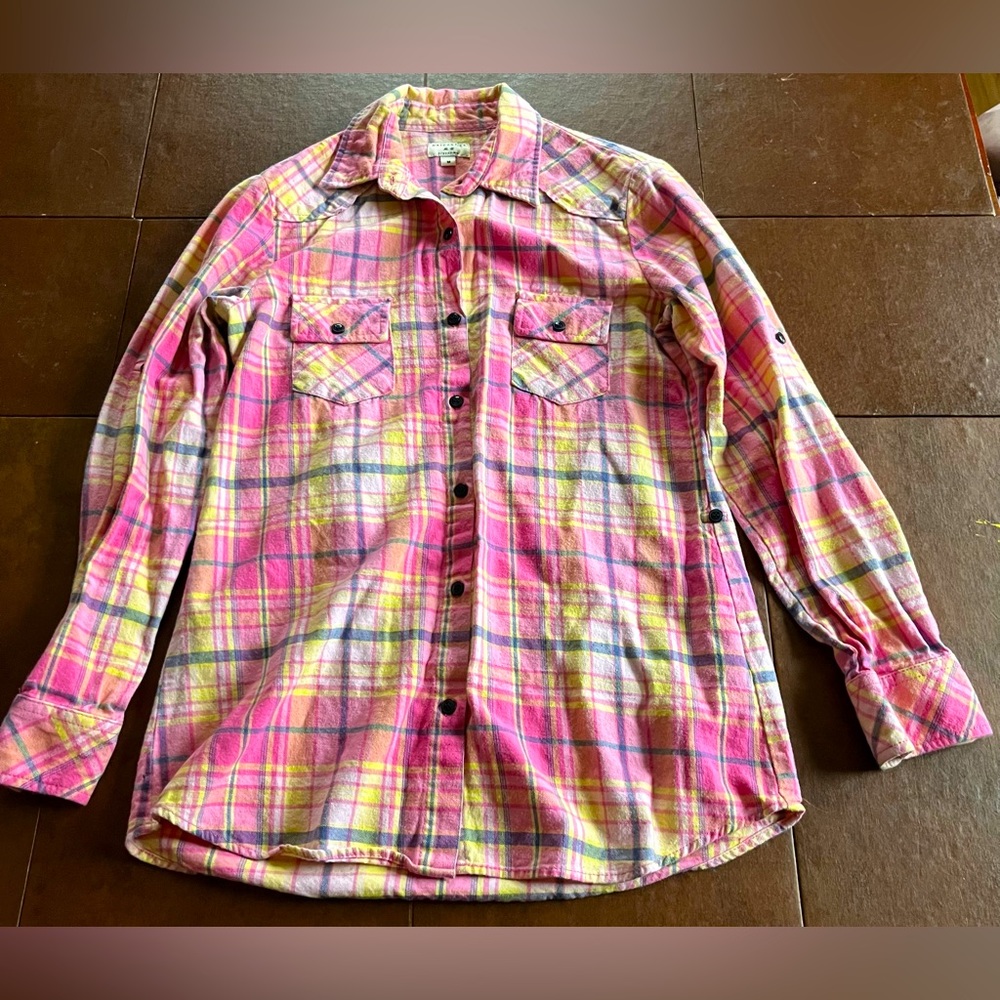 Matchstick Button Down Plaid Shirt (Size Medium)